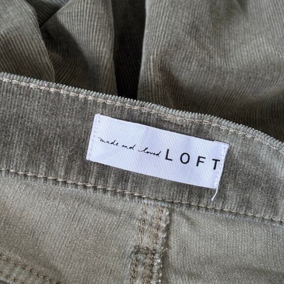 LOFT Corduroy Pants 10 Cotton. Modal Stretch Ankle Army Olive Academia Career - Picture 8 of 10